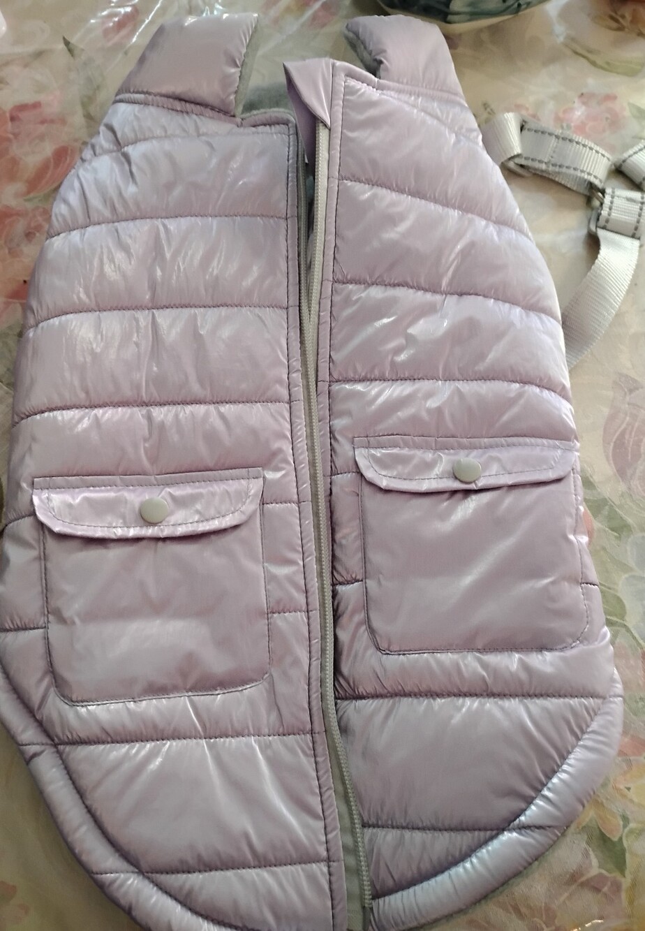 Martha Stewart Shiny Lavender Quilted Dog Vest with Front Pockets